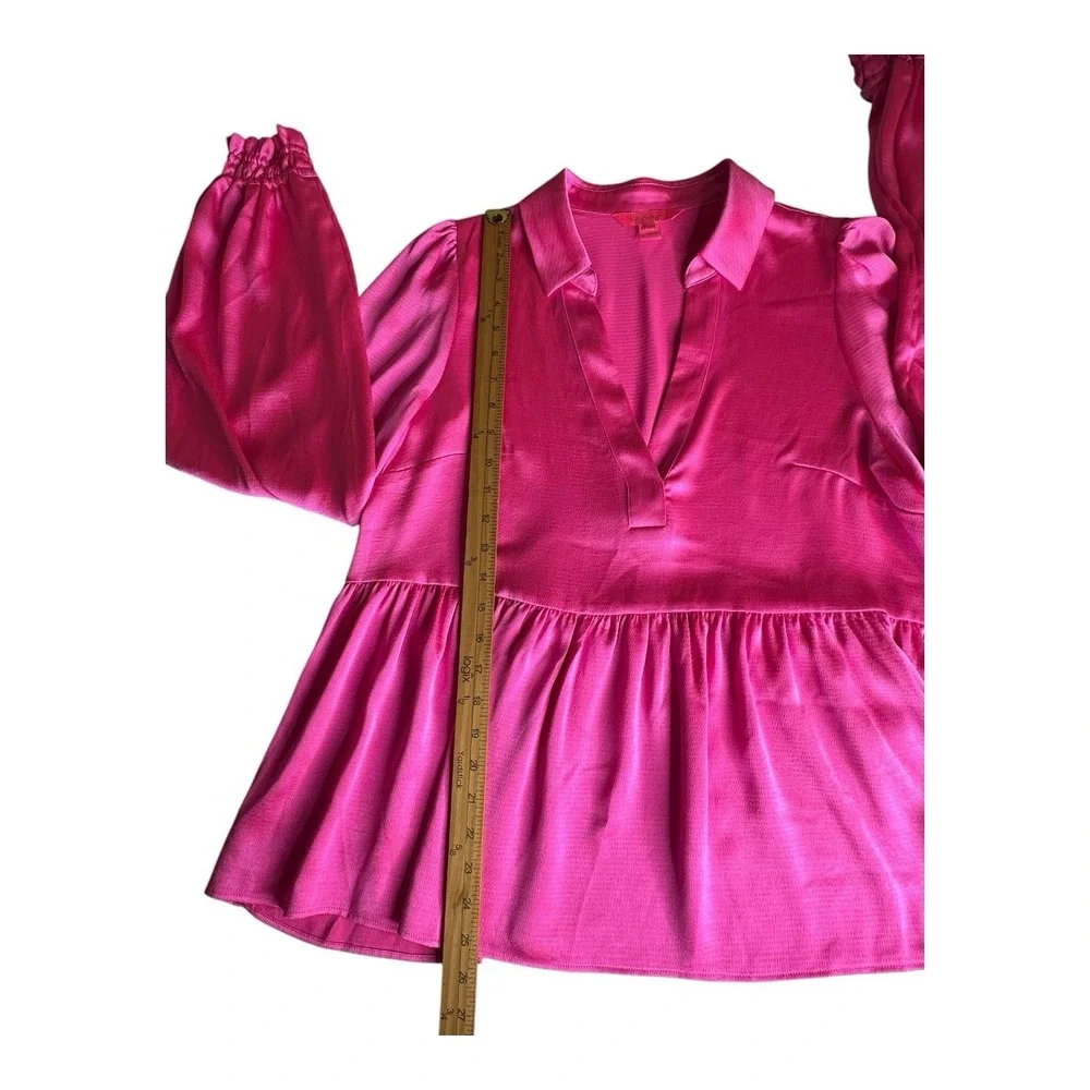Lilly Pulitzer‎ Jaylene Dark Pink Party Puff Long Sleeve Jacquard Size 10